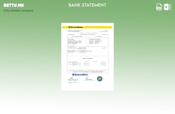 Модерен стил Шаблон за збор за извод од банкарски извод од Бразил Banco do Brasi